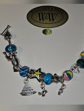 Willabee And Ward August Blue Charm Bracelet with Nautical Beads Bracelet
